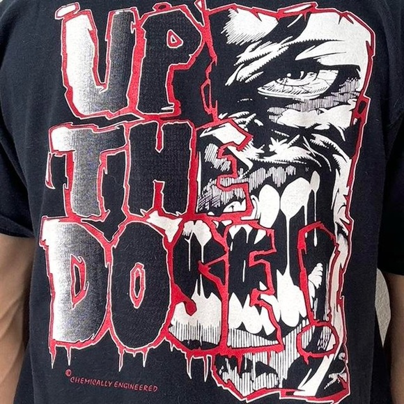 Vintage 1990s Chemically Engineered "Up the Dose" Graphics Black Tee Shirt - Picture 5 of 6